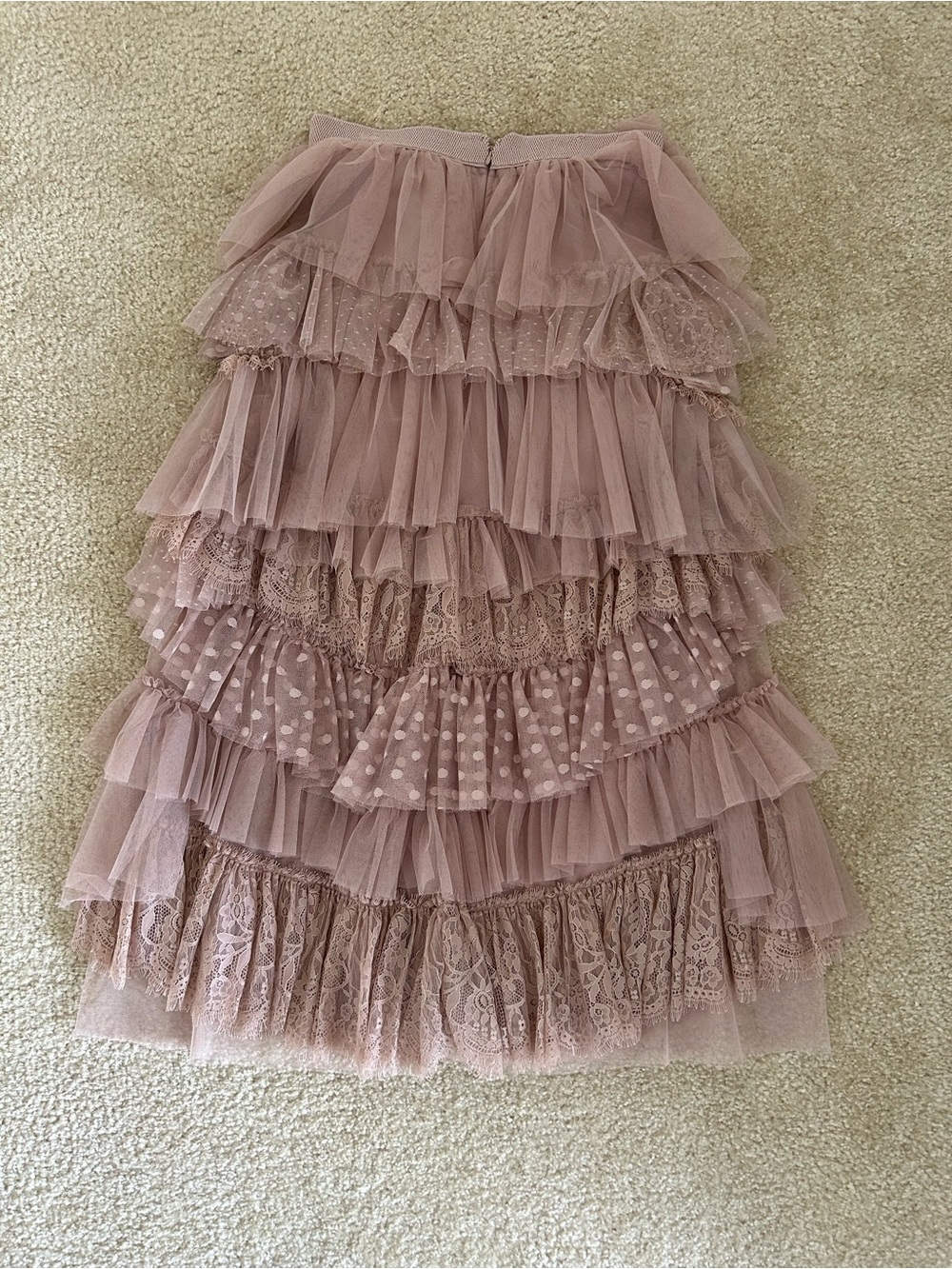Anthropologie Dusty Rose Layered Tulle Midi Skirt - Picture 2 of 3